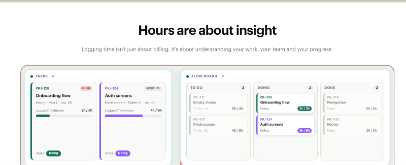 A section straddling the bottom of the fold can be enticing, so make sure it pulls attention. Ours is an animated flow of the project engine.